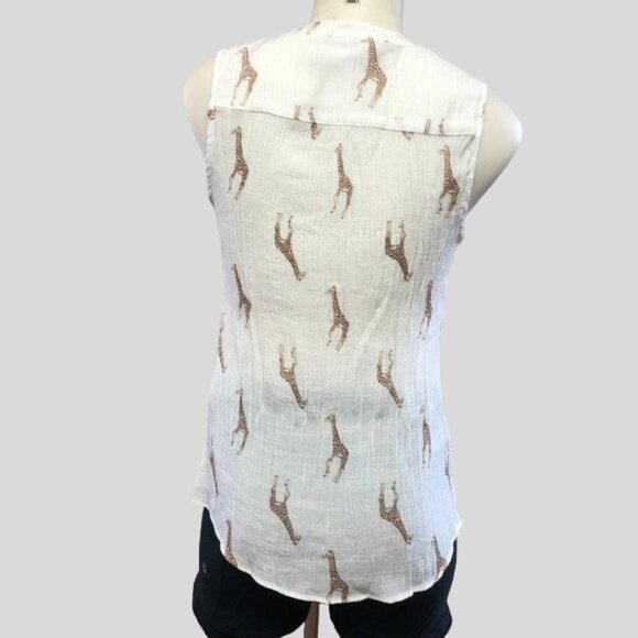 𝅺Zac & Rachel Giraffe Tie Front Sleeveless Blouse - Picture 2 of 10